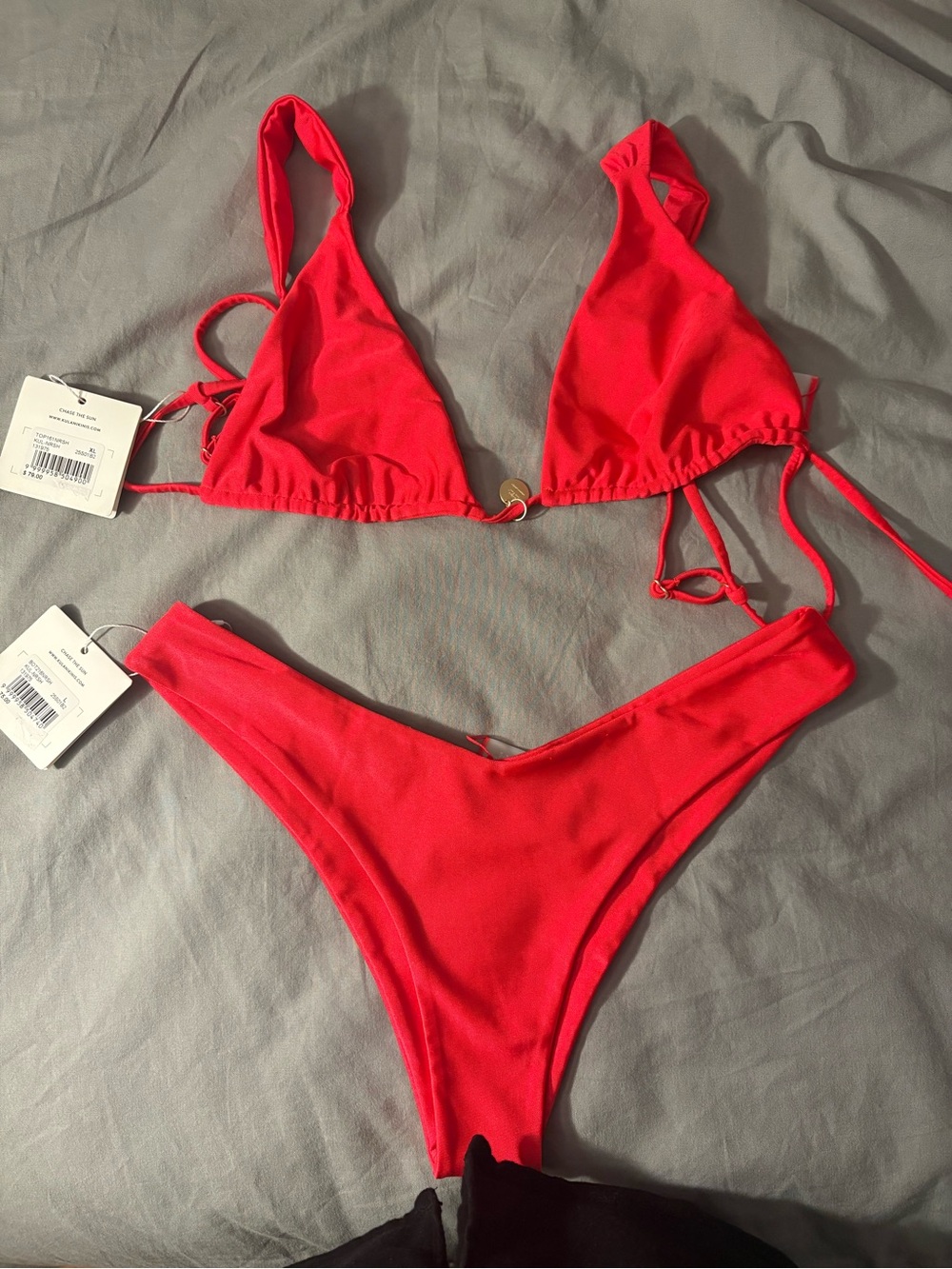 Kulani Kinis - Shimmer Red Triangle Bikini Set